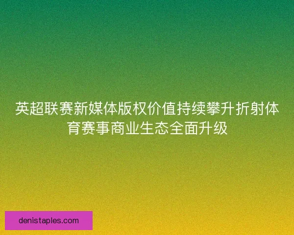 英超联赛新媒体版权价值持续攀升折射体育赛事商业生态全面升级