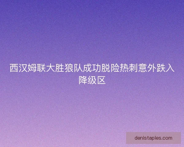 西汉姆联大胜狼队成功脱险热刺意外跌入降级区