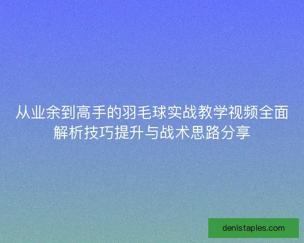 从业余到高手的羽毛球实战教学视频全面解析技巧提升与战术思路分享